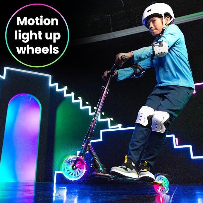 Aero Scooter for Kids 5-12 | Dynamic Lights, Hand Brake & Shock Absorption | Boys Girls 2 Wheels Kick Scooter | Foldable & Height Adjustable
