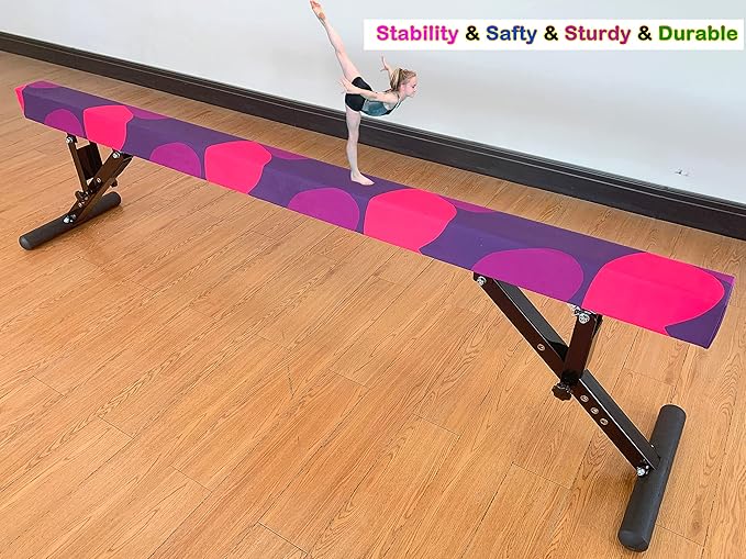 Adjustable Balance Beam 8 ft Gymnastic Beam Adjustable Height for Kids and Teenage of All Gymnastic Levels, Gymnastic Training Beam Gymnastic Equipment for Athlete Home and Gym Club Use