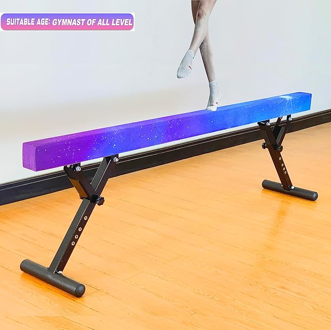 Adjustable Balance Beam 8 ft Gymnastic Beam Adjustable Height for Kids and Teenage of All Gymnastic Levels, Gymnastic Training Beam Gymnastic Equipment for Athlete Home and Gym Club Use