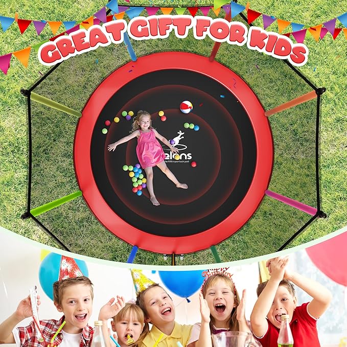 Trampoline 8FT 10FT, Outdoor Trampolines with Enclosure Net and Ladder, Recreational Anti-Rust Trampolines for Kids and Adults, ASTM Approved