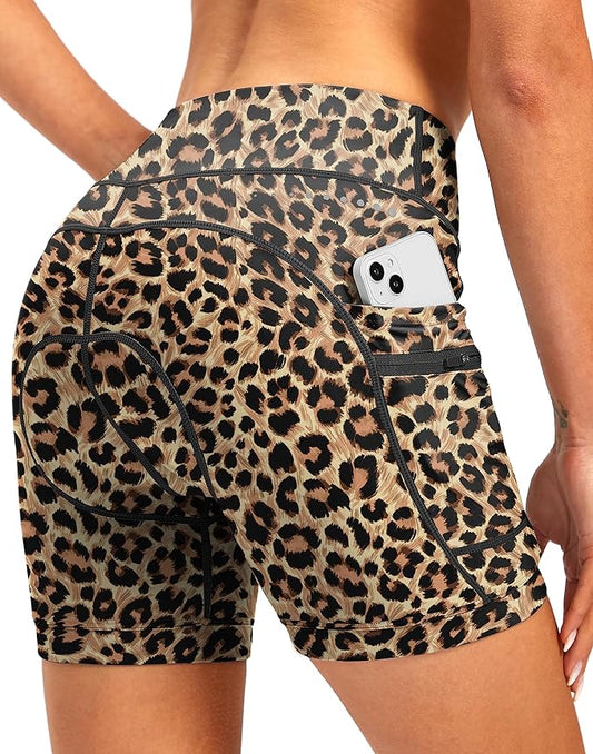 Women's 4D Padded Bike Shorts 5"/7" Riding Underwear Cycling Bicycle Road Biking Cycle Shorts for Women Zipper Pockets