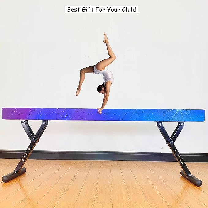 Adjustable Balance Beam 8 ft Gymnastic Beam Adjustable Height for Kids and Teenage of All Gymnastic Levels, Gymnastic Training Beam Gymnastic Equipment for Athlete Home and Gym Club Use