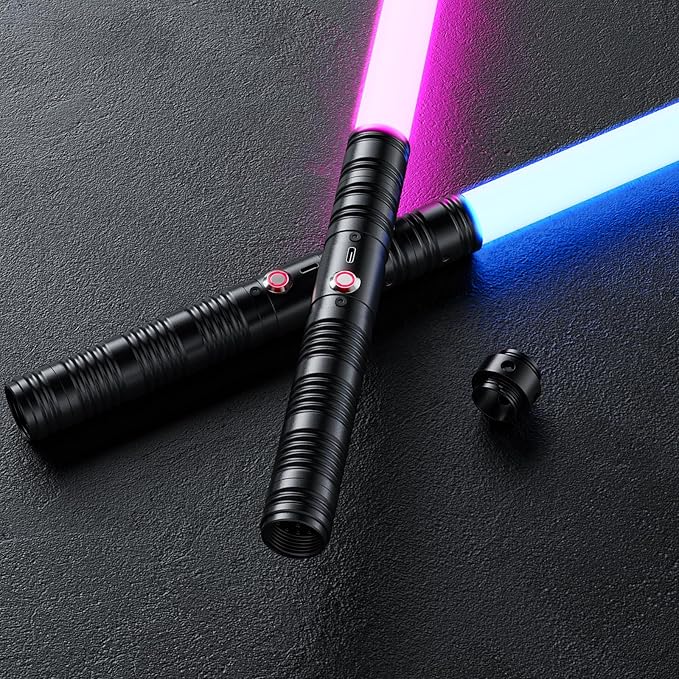Lightsaber, LED Light Saber, Metal Hilt Dueling Lightsaber for 3 Modes, Light Saber with 20 RGB Colors, for Adults, Kids, Children's Day, Halloween, Christmas, 2 Pack(Black)
