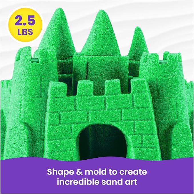 Kinetic Sand, 2.5lbs Green Play Sand, Amazon Exclusive, Resealable Bag (Packaging May Vary), Sensory Toys, Holiday Gifts & Stocking Stuffers for Kids Ages 3 and up