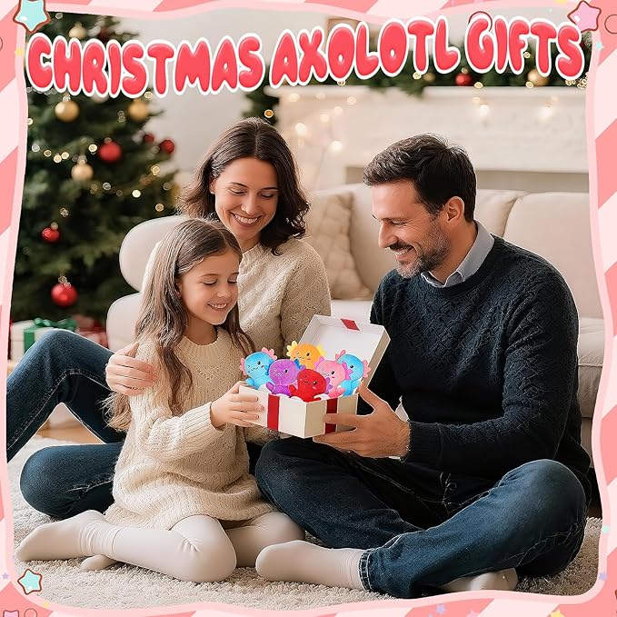 12Pcs Mini Axolotl Stuffed Animal,Bulk Axolotls Plush Party Favors Small Axolotl Plushies Gifts Ornament for Birthday,Christmas Stock Stuffer for Kids Girls Boys Xmas Gifts Classroom Rewards