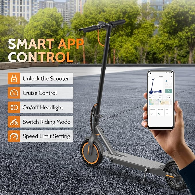 Electric Scooter for Adults, Folding E Scooter with 350W/500W Motor 16/21 Mph Top Speed, Max 19-23 Miles Long Range, 8.5''/10'' Solid Tires Commuting Scooters with Dual Brakes System, APP