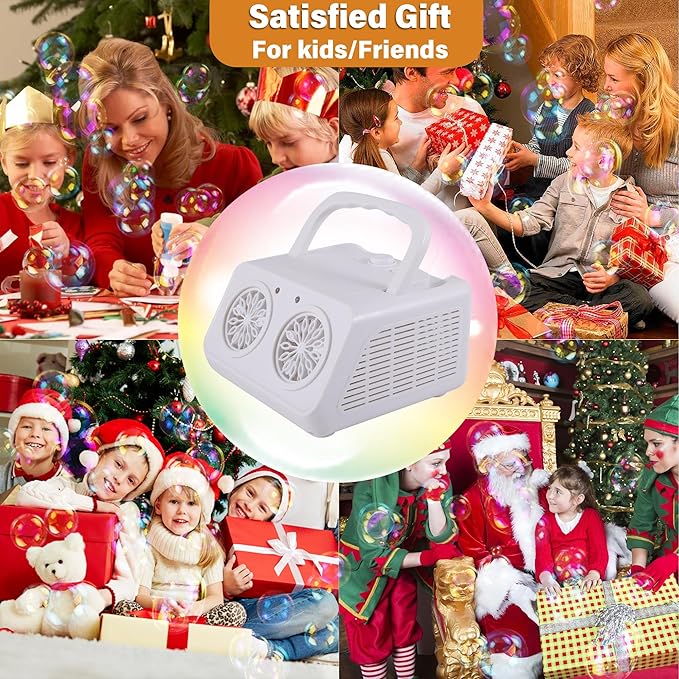Bubble Machine Portable Bubble Maker for Kids with 2 Fans,Plug in or Battery Operated Bubble Blower,20000+ Bubbles Per Minute for Outdoor Wedding Birthday Halloween
