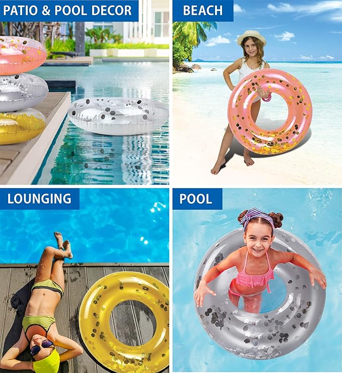 CoTa Global Inflatable Pool Float Tube Confetti Premium Swim Ring Heavy Duty Vinyl Flotation Pool Floats Toy for The Beach, Party, Vacation, UV Resistant - Pool Party
