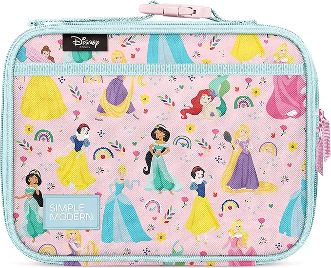 Simple Modern Disney Kids Lunch Box for School | Reusable Insulated Lunch Bag for Toddler, Girl, and Boy | Meal Containers with Exterior & Interior Pockets | Hadley Collection | Princess Rainbows