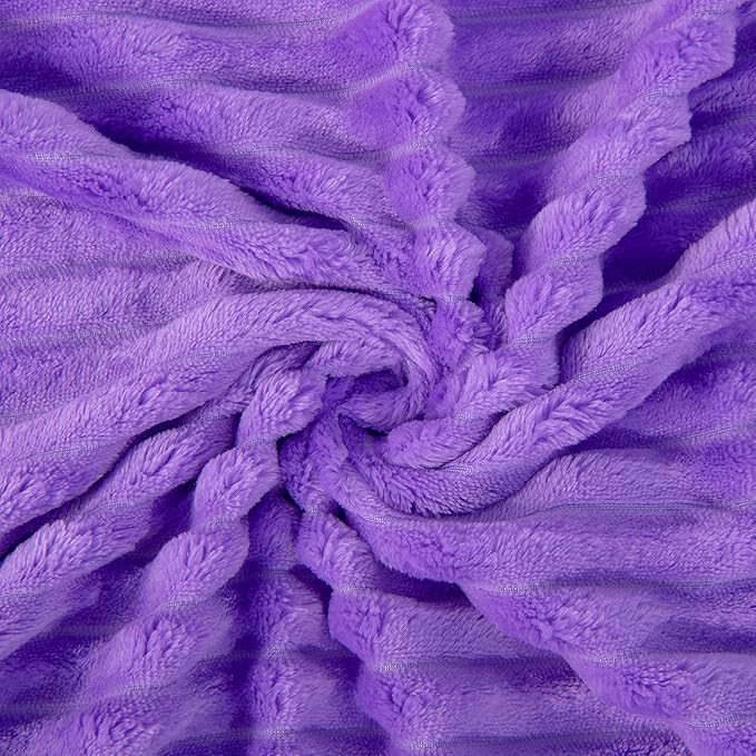 NTBAY Plush Soft Flannel Baby Blanket, Warm and Cozy Unisex Toddler Blanket with Stripe Pattern for Stroller, Crib, Travel, 30x40 Inches, Purple