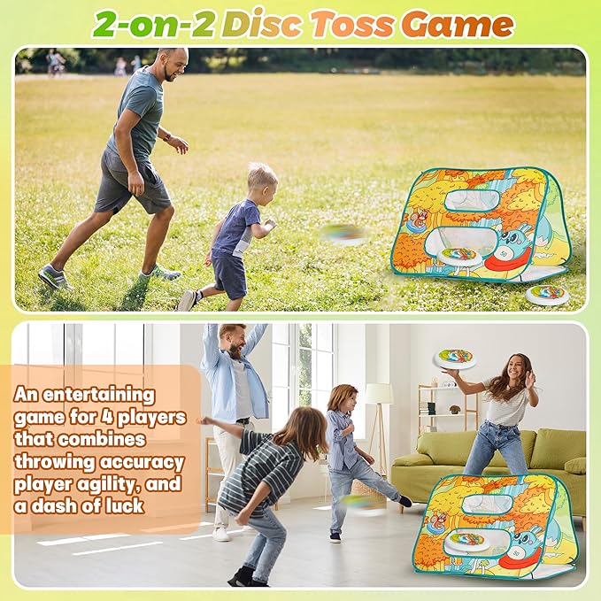 Giant 3 in 1 Bean Bag Toss Game for Kids, Toddler Outdoor Toss Toys for 2 3 4 5 6 7 8 Year Old Boys Girls, Family Party Supplies, Cornhole Party Carnival Games, Lawn Backyard Outside Birthday Gifts