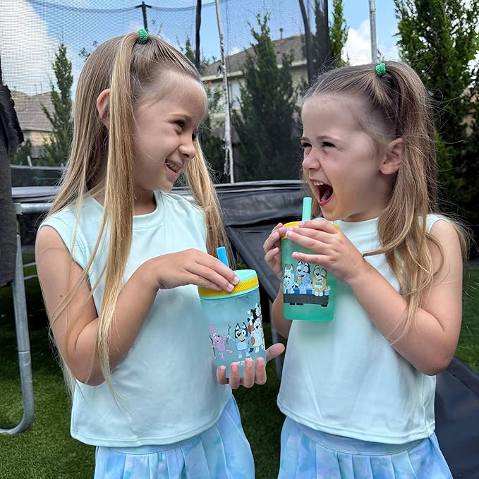 Zak Designs Bluey Kelso Toddler Cups For Travel or At Home, 15oz 2-Pack Durable Plastic Sippy Cups With Leak-Proof Design is Perfect For Kids (Bluey & Friends)