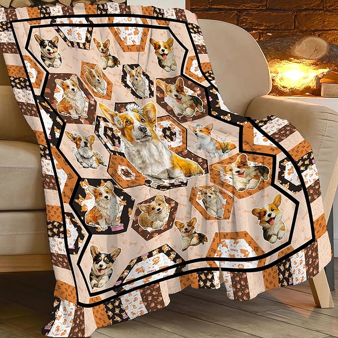 Corgi Throw Blanket Corgi Puppy Stuff Gifts for Dog Lover Kids Girls Boys Adults Women Men Soft Cozy Warm Plush Fluffy Fuzzy Fleece Blanket Decor 50''X60''