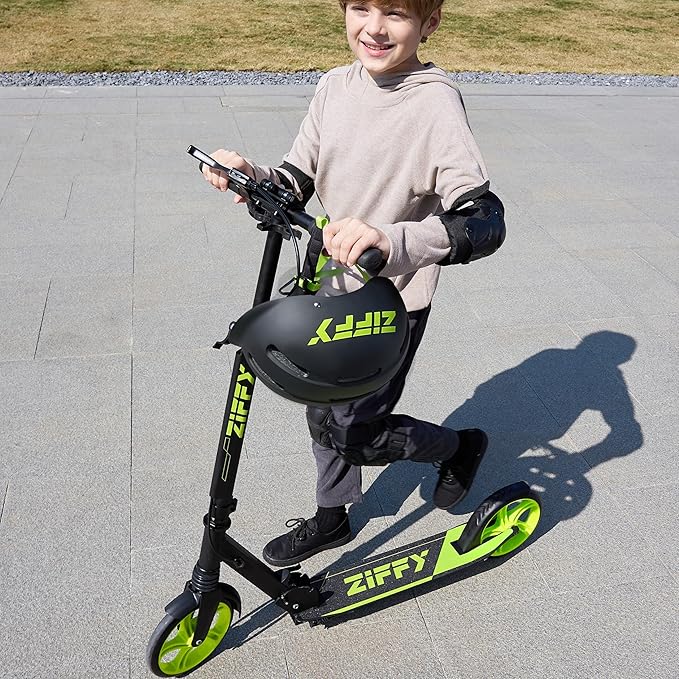 ZIFFY Scooter for Kids with Hand Brake, Foldable Kick Scooter for Ages 6-12, Lightweight Scooter for Boys with 4 Adjustable Heights, ABEC9 Bearings, Supports Up to 260 lbs by Jova