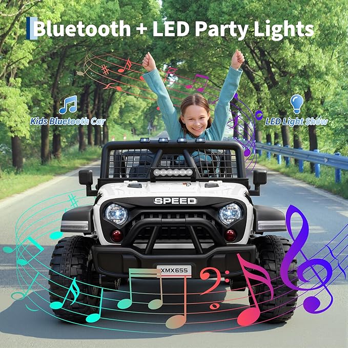 24V 2 Seater Kids Electric Truck with Parent Remote Control, 4WD Ride on Car for Toddlers & Kids 4-8, 100Min Battery, Dual Motor, All Terrain Electric Vehicle Gift for Boys Girls