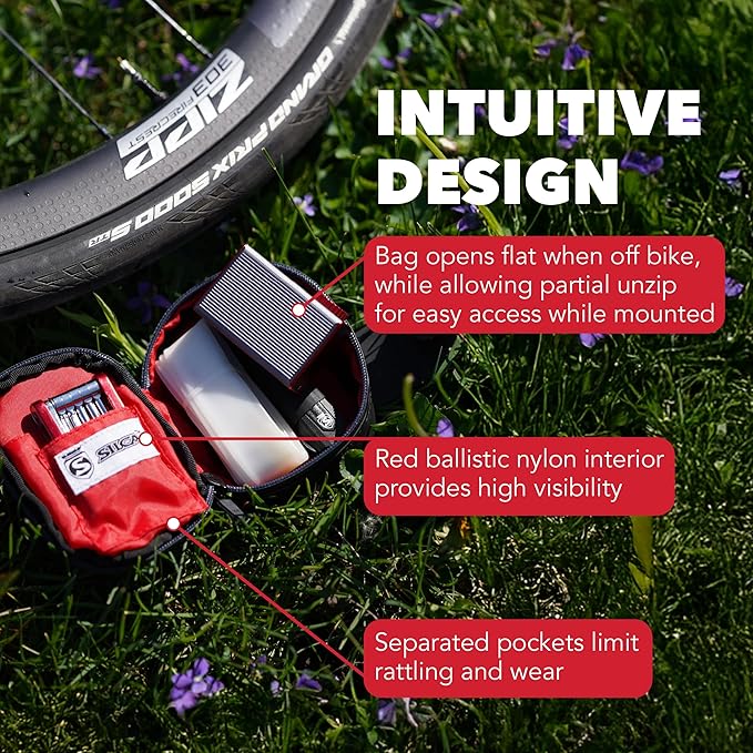 SILCA Mattone Under Seat Bag for Bicylces with Zipper and Waterproof Zipper and BOA mounting System (Small, Black)