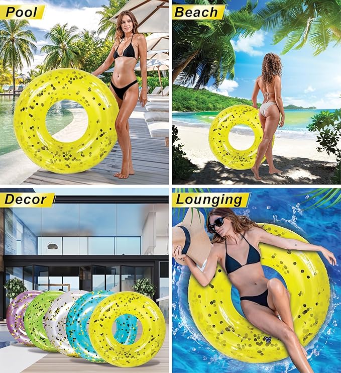 CoTa Global Inflatable Pool Float Tube Confetti Premium Swim Ring Heavy Duty Vinyl Flotation Pool Floats Toy for The Beach, Party, Vacation, UV Resistant - Pool Party