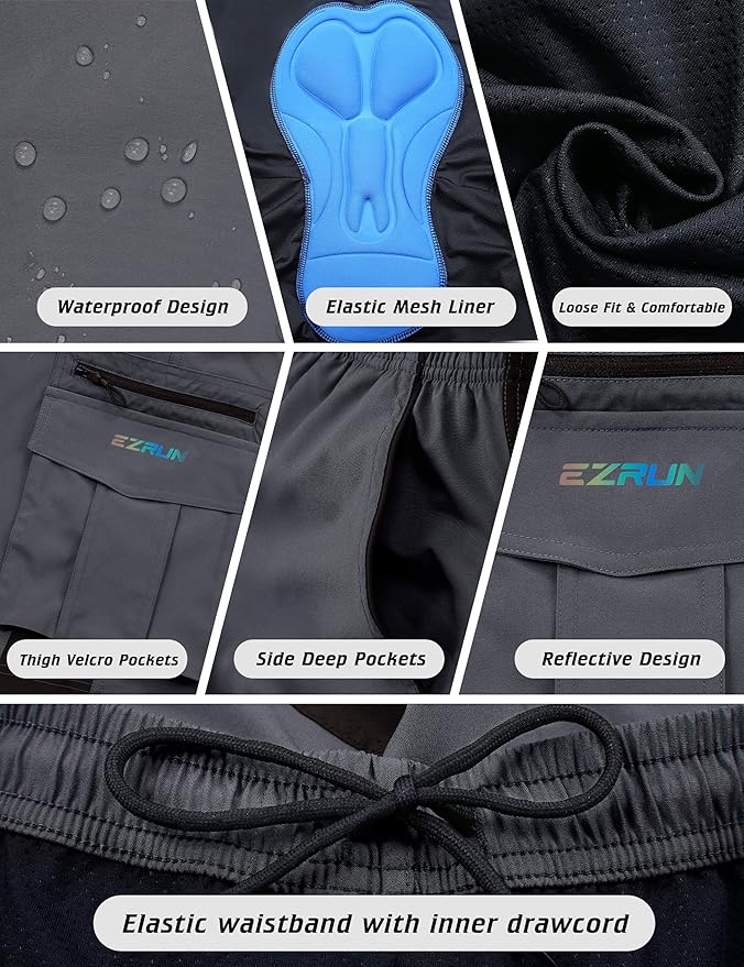 Men's Mountain Bike Shorts 3D Padded Bicycle Biking Shorts Quick Dry Lightweight MTB Cycling Shorts