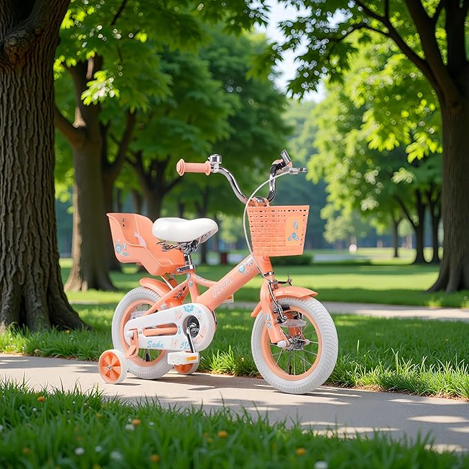 Glerc Sasha Girls Bike, 12-20 Inch Kids Bike for Children Ages 2-13 Years, Kids Bicycle with Doll-Seat & Basket & Training Wheels, Multiple Colors