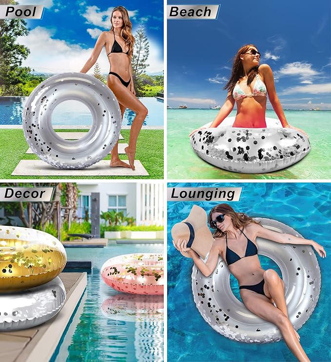CoTa Global Inflatable Pool Float Tube Confetti Premium Swim Ring Heavy Duty Vinyl Flotation Pool Floats Toy for The Beach, Party, Vacation, UV Resistant - Pool Party