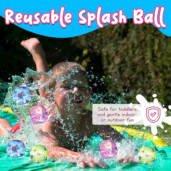 4E's Novelty 12 Pack - 3" Water Splash Balls Bomb - Water Absorbent Ball - Kids Pool Toys, Outdoor Water Fight Game Activity for Kids, Beach Pool Party Favors, Swimming Pool Floating Toy