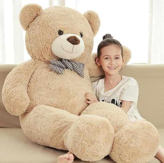 Poutmac Big Teddy Bear 55 inches Giant Soft Stuffed Animals Cute Plush Toy for Girlfriend Women Kids for Valentine's Christmas Birthday Light Brown