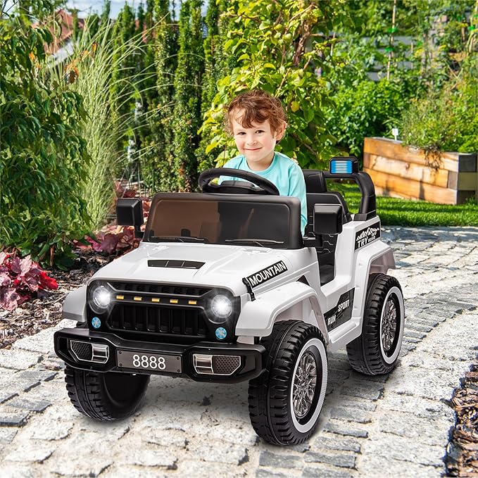 12V Kids Ride-on Truck with Parent Remote Control,All-Terrain Electric Car with Twin 35w Motors, 3 Speeds & Spring Suspension,LED Lights for Fun Night Drives,Ideal Gift for Boys & Girls