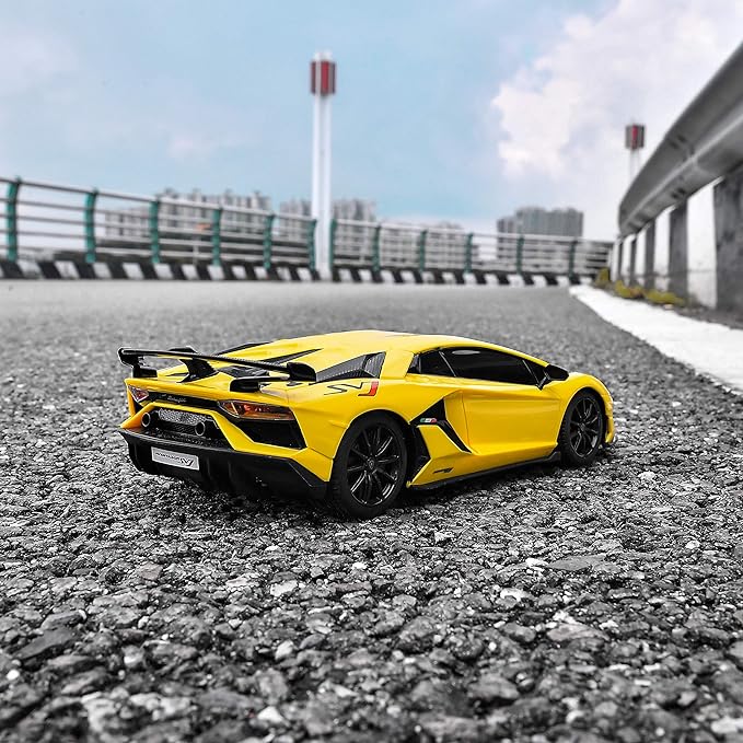 BEZGAR 1:24 Scale Lambo Remote Control Car, Electric Sport Racing Hobby Lambo Toy Car Model Vehicle, RC Car Toys for 3 4 5 6 7 8 Boys and Girls(Yellow)