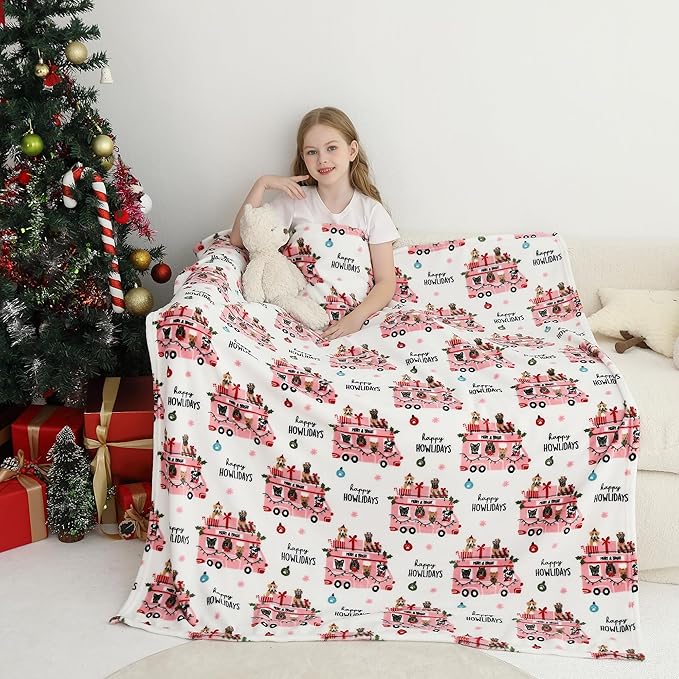 Softan Kids Throw Blanket for Girls & Boys, Warm Soft Toddler Fleece Blankets for Sofa Couch Bed， Cozy Fuzzy Plush Flannel Kids Throw Blanket for Daycare & School - Pink Car 50x60 inches