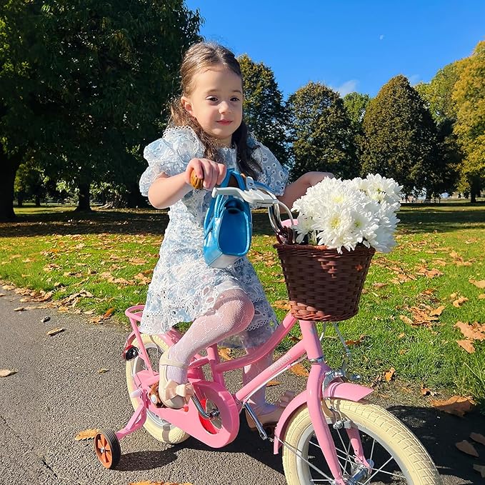 JOYSTAR Girls Bike for 2-12 Years Old Toddlers and Kids, 12" 14" 16" 18“ Retro Style Kids Bike with Training Wheels, 20 Inch Children Bicycle with Kickstand