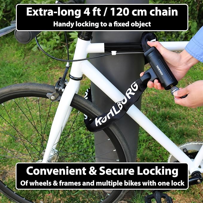 Security Chain Lock [Sold Secure Gold] – 4ft Long Bike Chain with 4 Keys – Heavy Duty Bike Lock 0.33" – for Bicycle Ebike & Motorcycle – Motorbike & Scooter Anti Theft