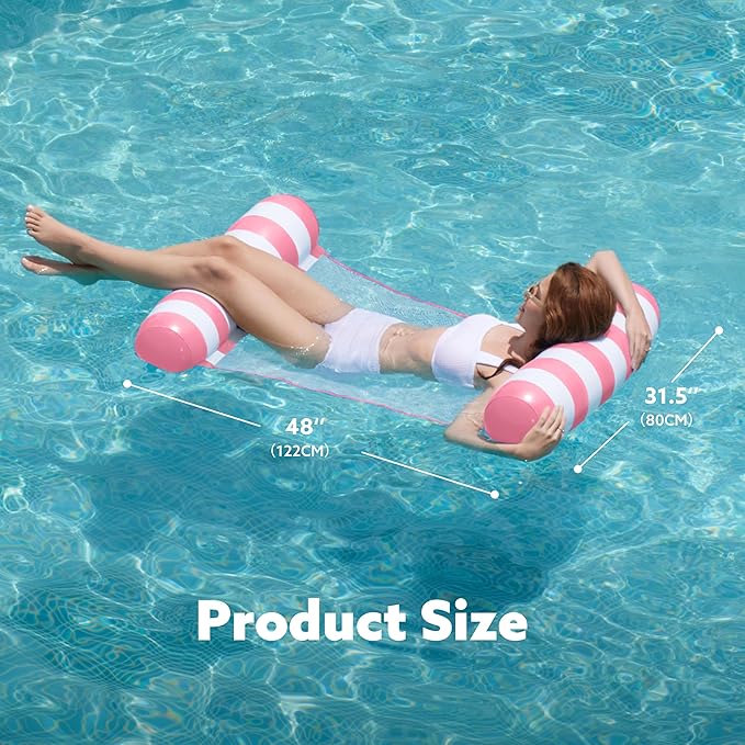 SLOOSH 2 Packs Hammock Pool Floats Adults, 4-in-1 Multi-Purpose Inflatable Pool Floats PVC Water Hammock Lounge Floaties