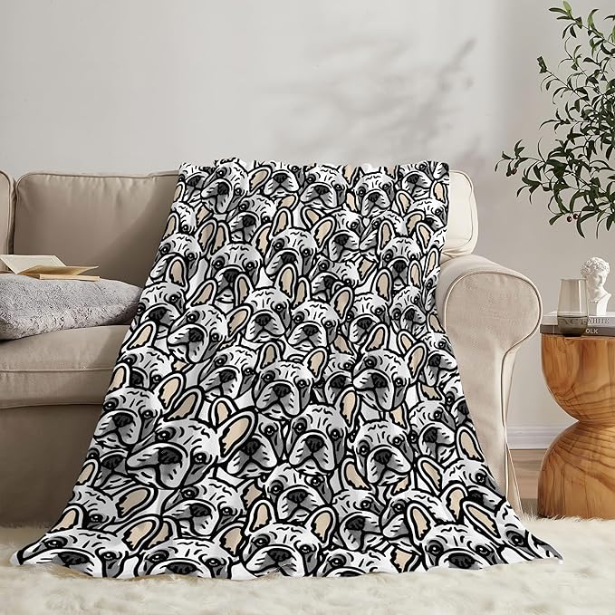 Boston Terrier Throw Blanket French Bulldog Frenchie Puppy Stuff Gifts for Dog Lover Kids Girls Boys Adults Women Men Soft Cozy Warm Plush Fluffy Fuzzy Fleece Blanket Decor 60''X80''