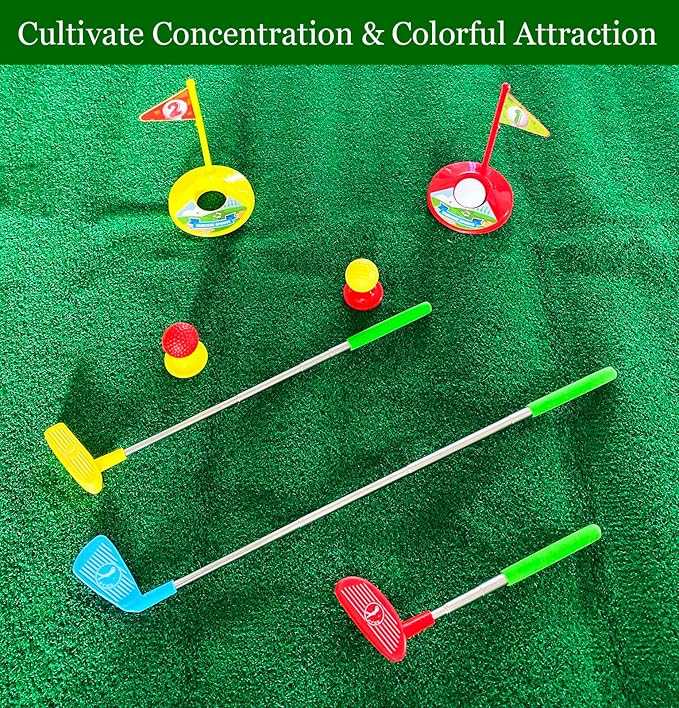 Toddler Golf Set, Kids Golf Clubs Set, Kids Golf Set Retractable Toy [Upgraded & Anti-Fracture] Indoor and Outdoor with 3 Golf Clubs -3 Balls - 2 Flag - 2 Tee - 2 Practice Hole for Toddlers Boys Girls