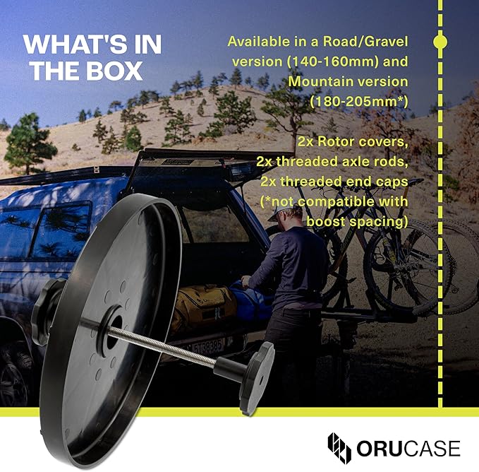 Orucase Disc Rotor Protector - 2-Pc Mountain Bike Disc Brake Rotor Cover Set for Travel - Impact Resistant Bicycle Frame Protection - Black