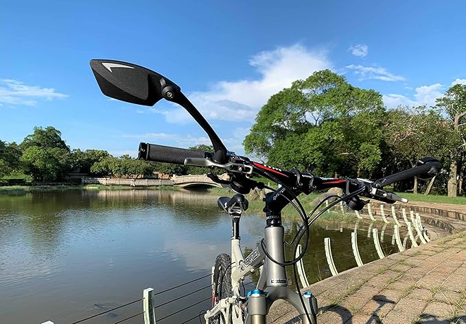 MEACHOW New Scratch Resistant Glass Lens,Handlebar Bike Mirror, Rotatable Safe Rearview Mirror, Bicycle Mirror, (Silver Right Side) ME-006RS
