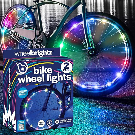 Brightz WheelBrightz LED Bike Wheel Lights - 2025 Edition with Superior Straps & LED-Weatherproof Shield! 14 Colors - Unmatched Durability, Visibility & 48+ Hours of Dazzling Illumination