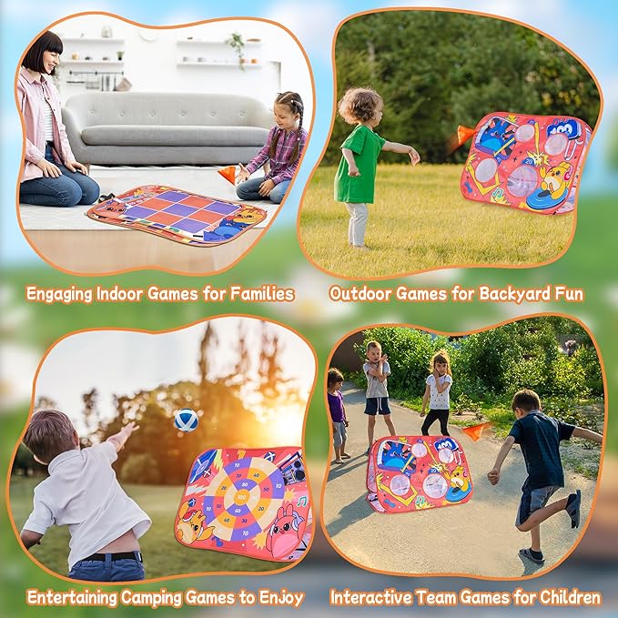 Giant 3 in 1 Bean Bag Toss Game for Kids, Toddler Outdoor Toss Toys for 2 3 4 5 6 7 8 Year Old Boys Girls, Family Party Supplies, Cornhole Party Carnival Games, Lawn Backyard Outside Birthday Gifts