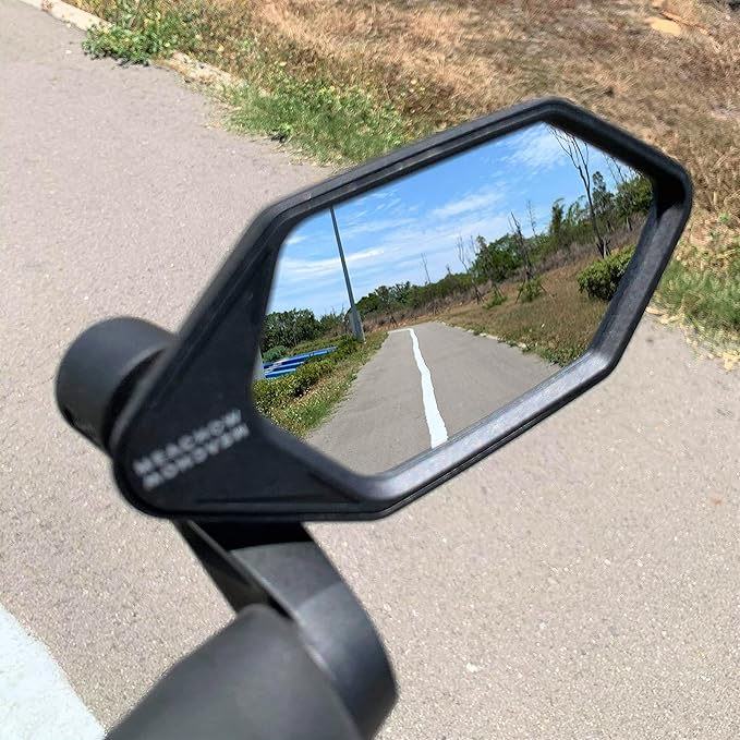 MEACHOW New Bar End Bike Mirror, Crystal UHD Automotive Grade Glass Lens E-Bike Mirrors, Scratch Resistant, Safe Rearview Mirrors, (Silver Right Side) ME-022RS