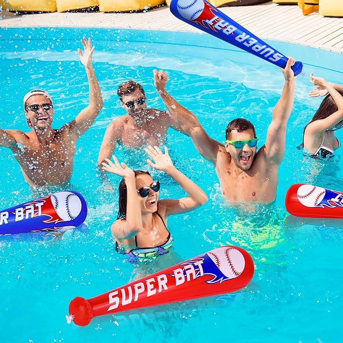 durony 8 Sets Inflatable Baseball Bats and Mini Foam Baseball Sports Stress Ball Sports Party Favors for Party Supplies Sport Theme Toy