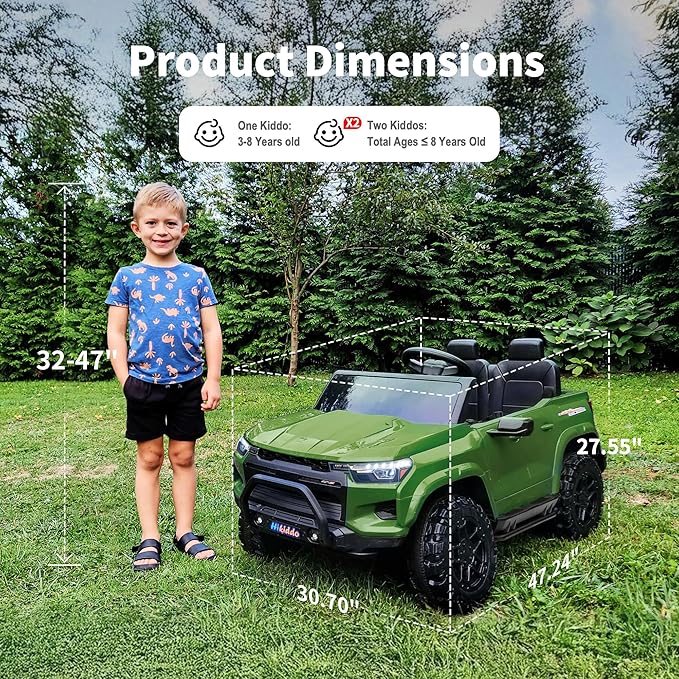 24V 10Ah Ride on Toy for Big Kids, 4WD 2 Seater Electric SUV Kids Car to Drive with Remote Control, 4x200W Motors - Army Green