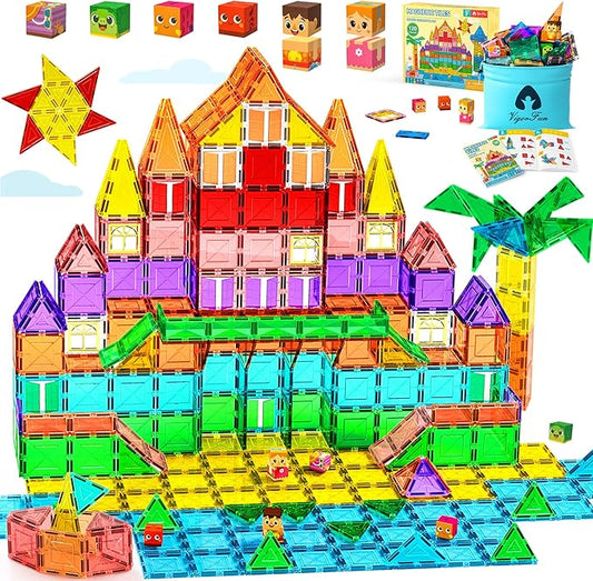 VigorFun Magnetic Tiles Building Toys Set for Kids Ages 3-5 4-8, STEM Construction Kit with 8 Magnetic Blocks, Educational Sensory Magnetic Toys Gifts for Toddler Boys Girls Learning Classroom