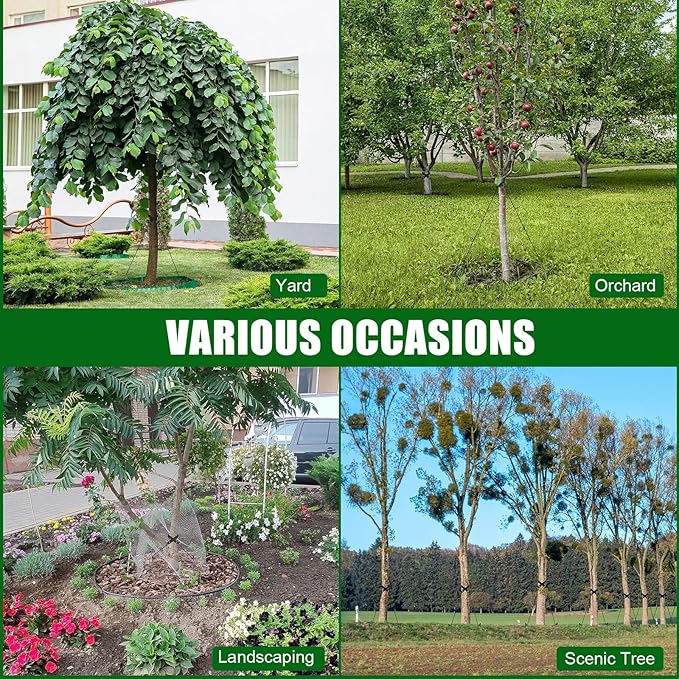 Lasnten 6 Set Tree Stake Kits Heavy Duty Tree Staking and Supports Straps Ties for Straightening Leaning Young Trees Stabilizer Metal Spiral Stakes Anchors Protects from Bad Weather (Black)