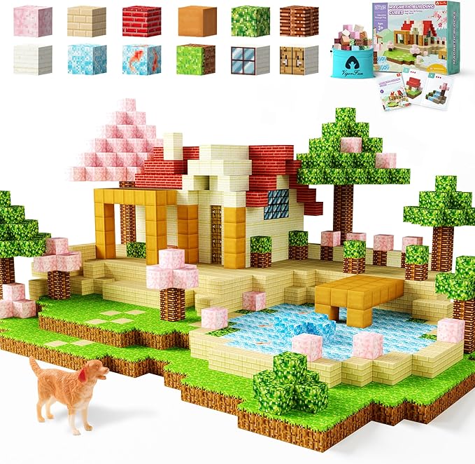 VigorFun Magnetic Blocks, Courtyard Magnet World Building Set- STEM Montessori Sensory Toys for Toddlers Boys Girls Birthday Gifts, Construction Toys for 3 4 5 6 7 8+ Year Old Kids