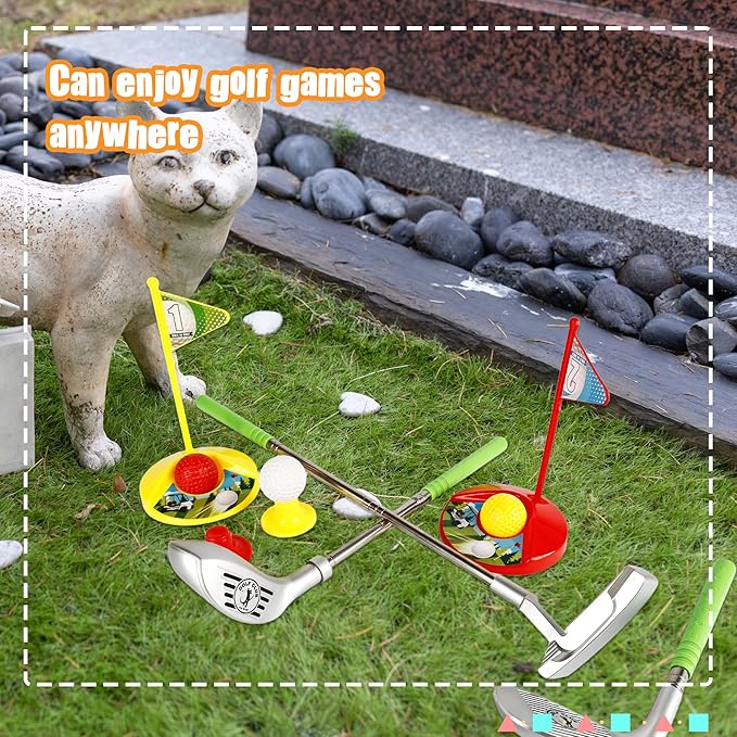 24 Pcs Kids Golf Clubs Kit Includ 6 Retractable Golf Clubs for Children Toddlers Boys Girls Adjustable Mini Golf Set Outdoor Indoor Sports Toys Birthday