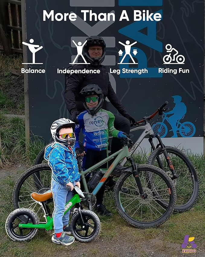 KRIDDO Toddler Balance Bike 2 Year Old, Age 18 Months to 5 Years Old, 12 Inch Push Bicycle with Customize Plate (3 Sets of Stickers Included), Gift Bike for 2-3 Boys Girls, Green
