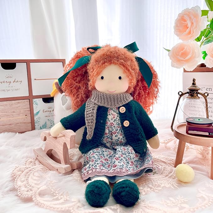BlissfulPixie Handmade Waldorf Doll- Diana 12", Soft Girl Rag Doll with Cute Stuffed Plush, Ideal First for Babies & Toddlers