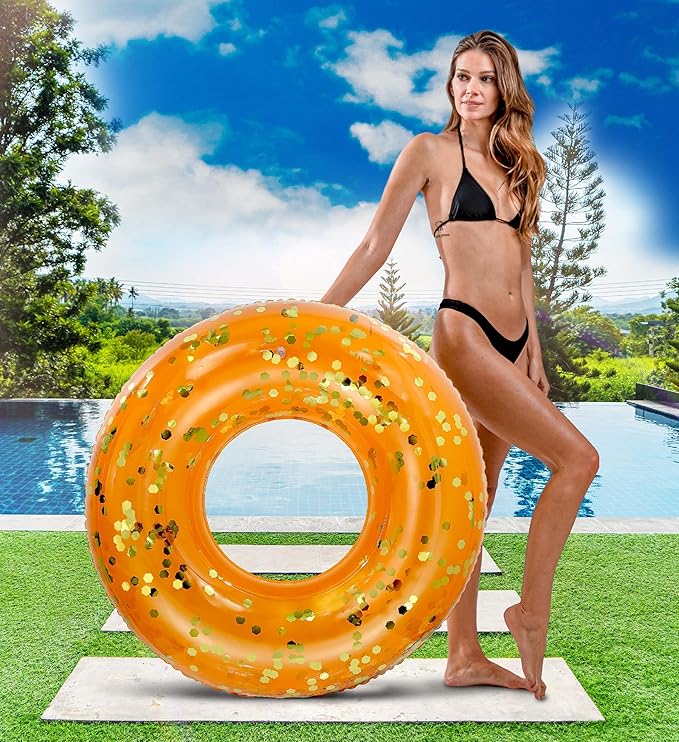 CoTa Global Inflatable Pool Float Tube Confetti Premium Swim Ring Heavy Duty Vinyl Flotation Pool Floats Toy for The Beach, Party, Vacation, UV Resistant - Pool Party