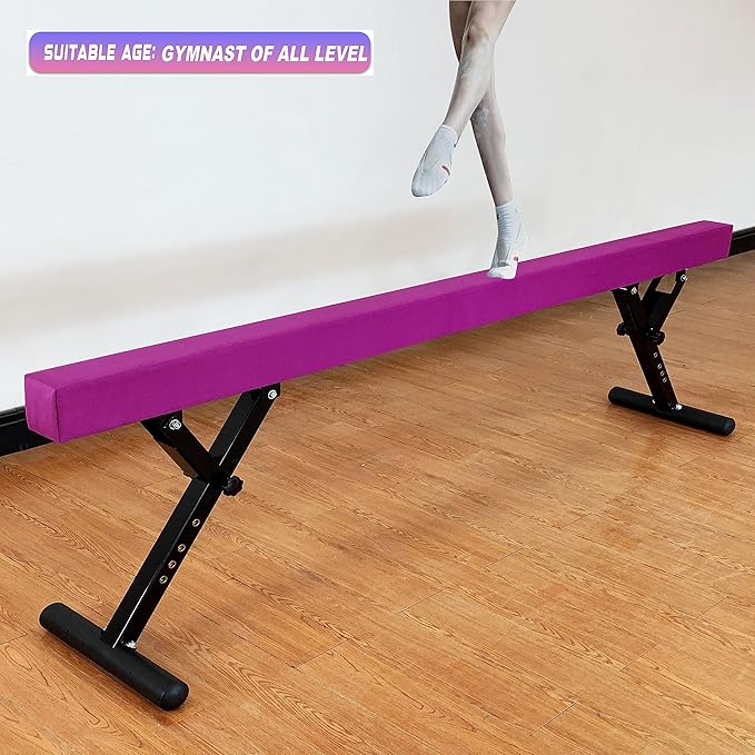 Adjustable Balance Beam 8 ft Gymnastic Beam Adjustable Height for Kids and Teenage of All Gymnastic Levels, Gymnastic Training Beam Gymnastic Equipment for Athlete Home and Gym Club Use