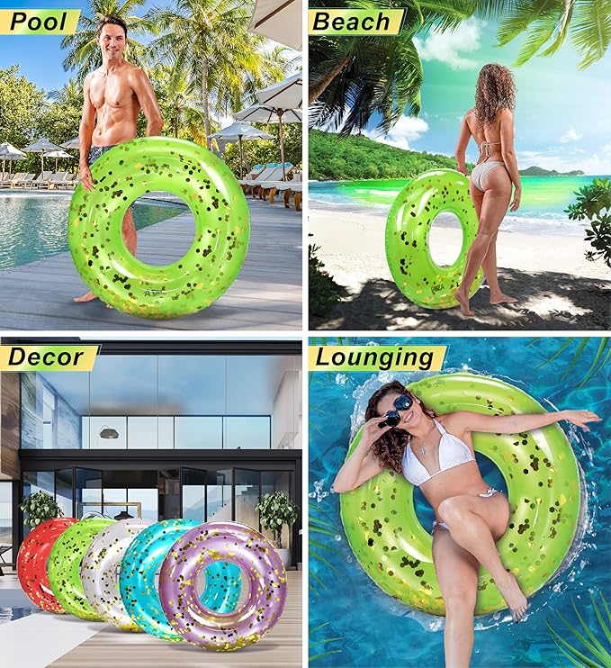 CoTa Global Inflatable Pool Float Tube Confetti Premium Swim Ring Heavy Duty Vinyl Flotation Pool Floats Toy for The Beach, Party, Vacation, UV Resistant - Pool Party